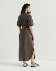 COTTON POPLIN DRESS WITH DAZZLING SEABED EMBROIDERY