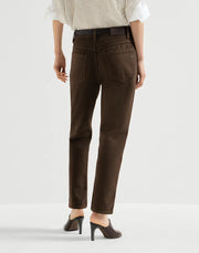 PANTALONE CINQUE TASCHE STRAIGHT IN DENIM TINTO CON SHINY BARTACK