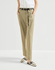 LIGHTWEIGHT POPLIN TRACK PANTS WITH FIVE POCKETS AND CHARM
