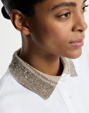 POLO IN JERSEY DI COTONE CON DAZZLING KNIT COLLAR