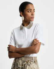POLO IN JERSEY DI COTONE CON DAZZLING KNIT COLLAR