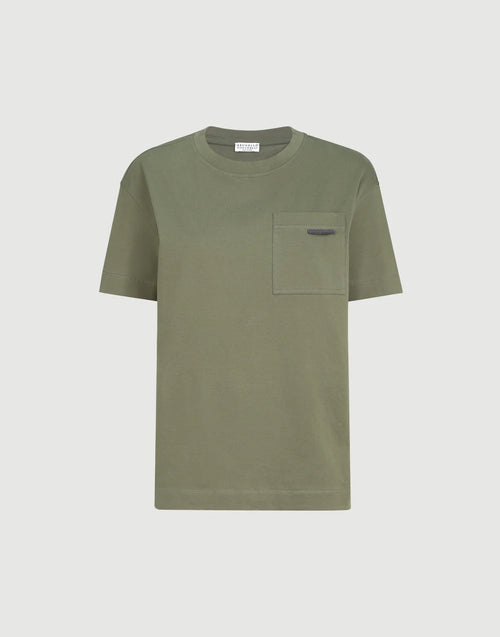 COTTON JERSEY T-SHIRT WITH SHINY LABEL