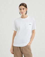 COTTON JERSEY T-SHIRT WITH SHINY LABEL