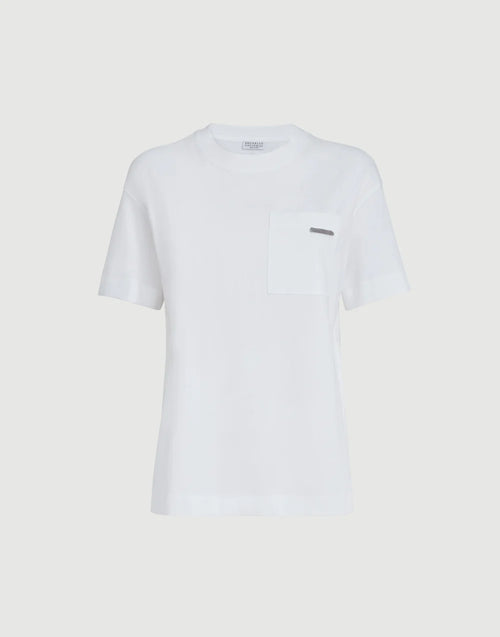 COTTON JERSEY T-SHIRT WITH SHINY LABEL