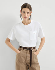 COTTON JERSEY T-SHIRT WITH SHINY LABEL