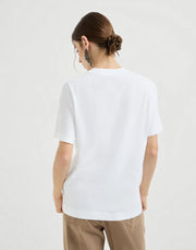 COTTON JERSEY T-SHIRT WITH SHINY LABEL