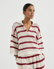 POLO RIGATA IN MAGLIA A RETE DI COTONE