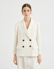 GIACCA IN TWILL FLUID DI VISCOSA E LINO CON MONILE