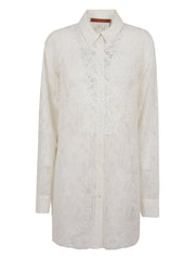 CAMICIA LUNGA CON RICAMO FLOREALE E PIZZO