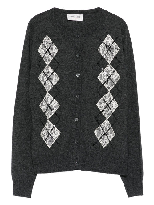 CARDIGAN A ROMBI E PAILLETTES