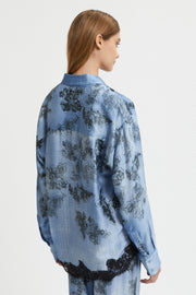 SATIN SHIRT WITH DENIM AND LACE PRINT