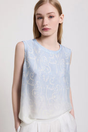 TOP IN RASO CON STAMPA MACRAMÈ SFUMATA