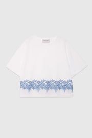 T-SHIRT CROP CON PIZZO SFUMATO