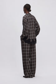 CAMICIA CHECK CON FONDO DI PIZZO RICAMATO