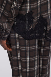 CAMICIA CHECK CON FONDO DI PIZZO RICAMATO