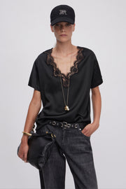 T-SHIRT DI RASO CON PIZZO