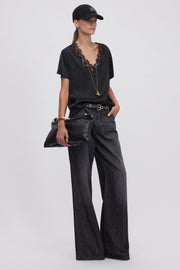 T-SHIRT DI RASO CON PIZZO