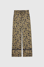 PANTALONI A PIGIAMA IN RASO CON STAMPA A FIORI NERI