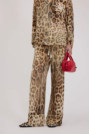 PANTALONI IN GEORGETTE STAMPA ANIMALIER