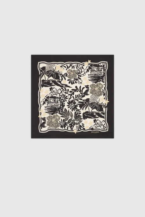 FOULARD IN RASO DI VISCOSA CON STAMPA TROPICALE
