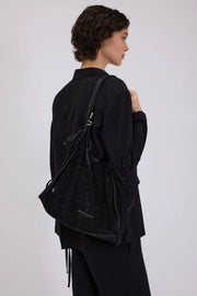 BORSA TOTE GRANDE A RETE DI STRASS