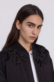 bomber raso imbottito con ricami gioiello ermanno firenze