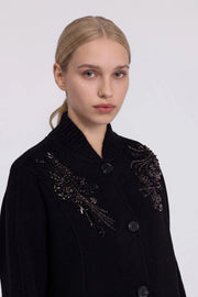 cappotto in lana con ricamo gioiello ermanno firenze 