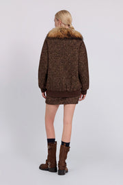 BOMBER IN TWEED BOUCLÉ CON COLLO DI PELLICCIA ERMANNO FIRENZE 
