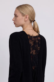 maglia lana cashmere con pizzo su schiena
