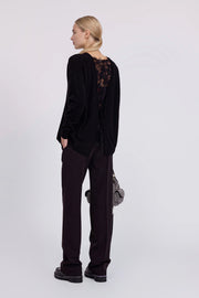 maglia lana cashmere con pizzo su schiena