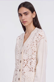 CARDIGAN CON PIZZO CROCHET DI LANA