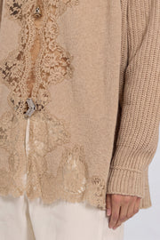 cardigan lana a coste con pizzo ermanno firenze 