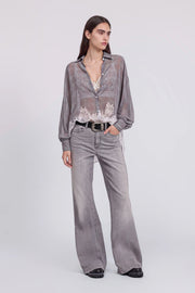 JEANS FLARE IN DENIM GRIGIO STRETCH