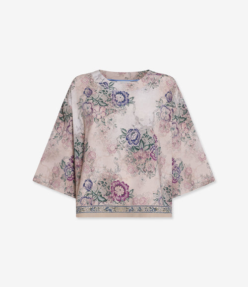 ADANASTR T-SHIRT IN SETA STAMPA FLOREALE