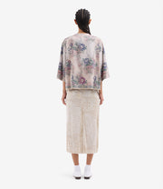 ADANASTR SILK T-SHIRT WITH FLORAL PRINT