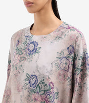 ADANASTR SILK T-SHIRT WITH FLORAL PRINT