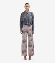 ADANASTR PALAZZO PANTS IN SILK FLORAL PRINT