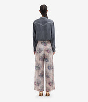 ADANASTR PALAZZO PANTS IN SILK FLORAL PRINT