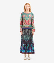 ALOE LONG SLEEVE TOP IN SILK FLORAL PRINT