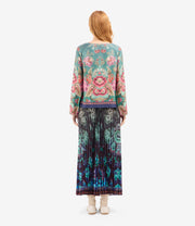 ALOE LONG SLEEVE TOP IN SILK FLORAL PRINT