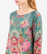 ALOE LONG SLEEVE TOP IN SILK FLORAL PRINT
