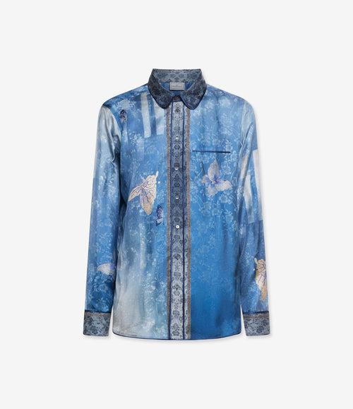 ALOE  CAMICIA IN SETA STAMPA FARFALLE