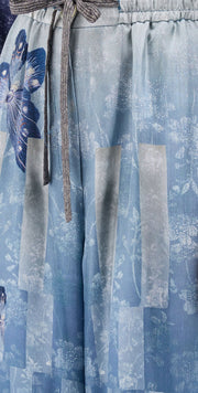 ALOE PANTALONI PALAZZO IN SETA STAMPA FARFALLE