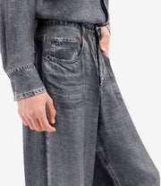 ALOE SILK PANTS FAUX DENIM