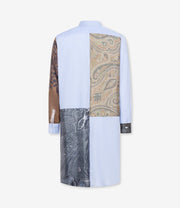 ALOMHI CAMICIA ABITO IN COTONE CON PANNELLI IN SETA