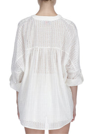 PERFORATED BLOUSE WITH LACE