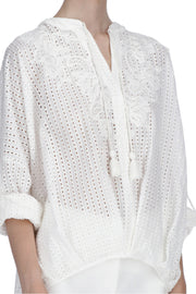 PERFORATED BLOUSE WITH LACE