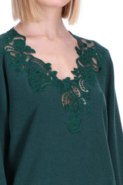 MAGLIA SCOLLO V CON PIZZO VERDE