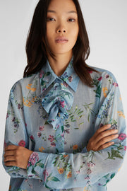 FLORAL PRINT SHIRT WITH RUFFLES