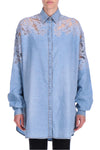 CAMICIA OVER IN DENIM CON PIZZO